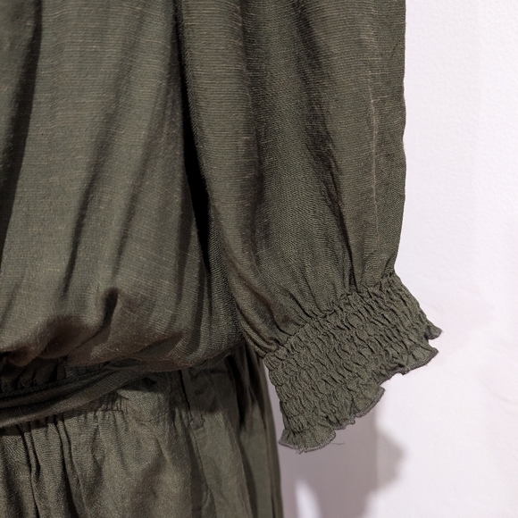 Anthropologie Olive Green Linen Blend Dress Size 2X - Picture 4 of 12